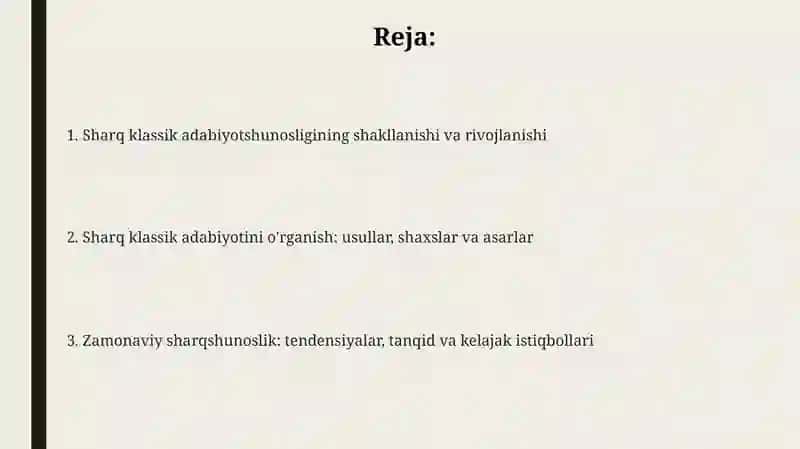 Sharq mumtoz adabiyot shunosligi tarixi bo'yicha 2