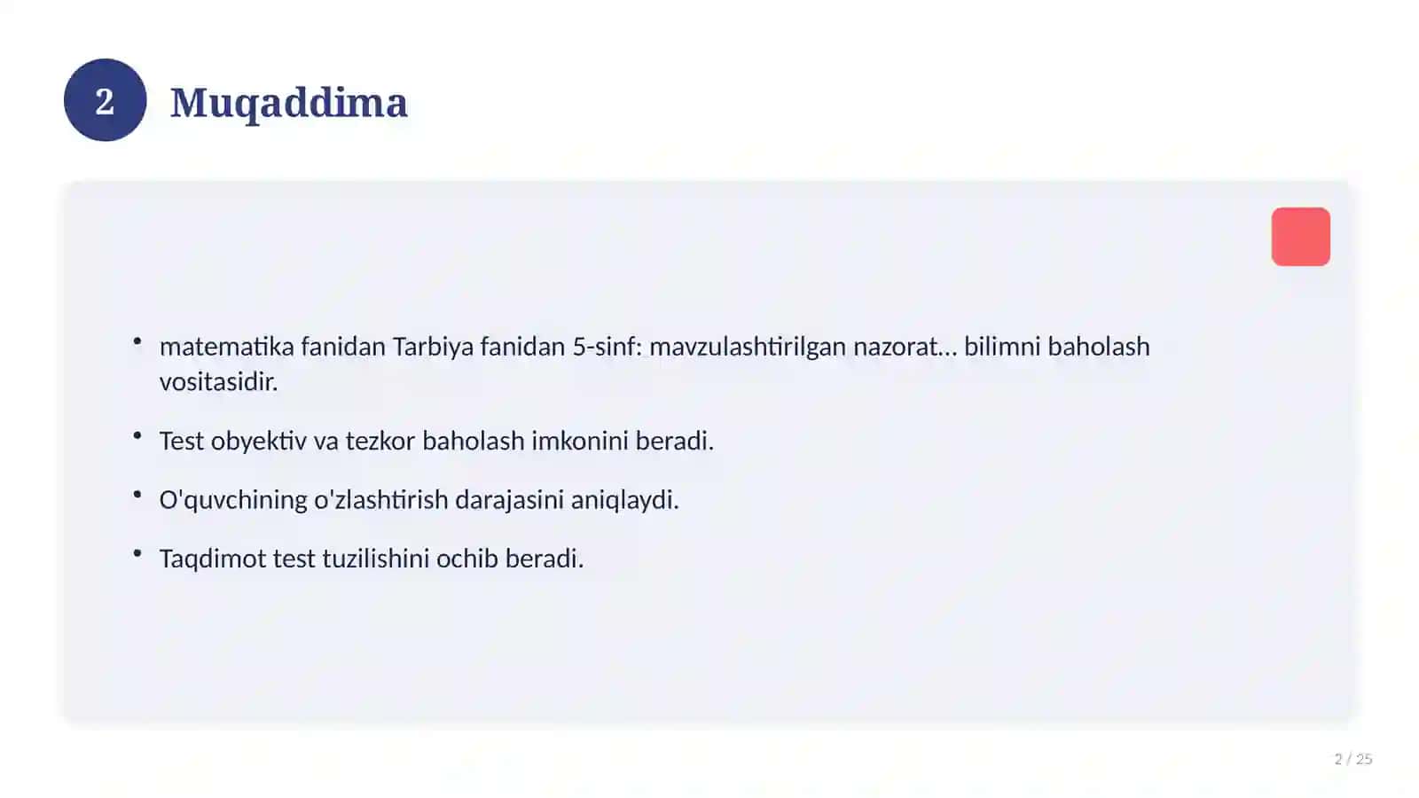 Tarbiya fanidan 5-sinf: mavzulashtirilgan nazorat ishi va tahlil 2