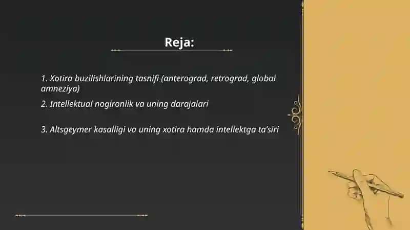 Xotira va intellekt patologiyasi 2