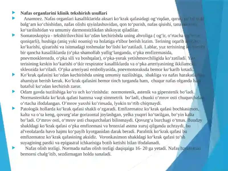 Nafas Olish Tizimini Klinik va Asbob-Uskunalar Yordamida Tekshirish Usullari 2