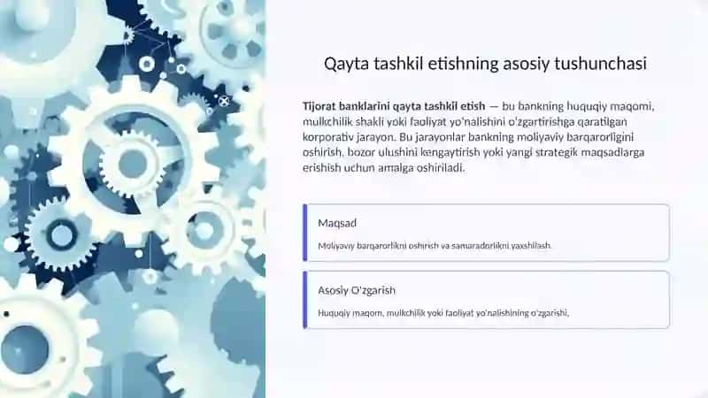 Tijorat banklari faoliyatini qayta tashkil etish shakllari 2