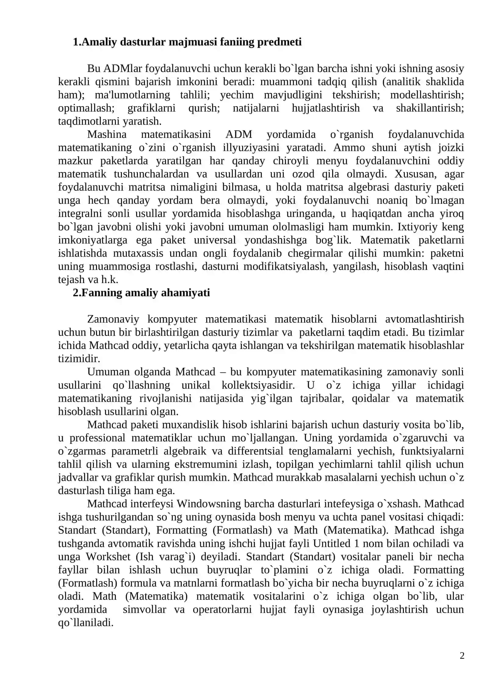 Amaliy dasturlar majmuasi fanining predmeti va uning amaliy ahamiyati 2