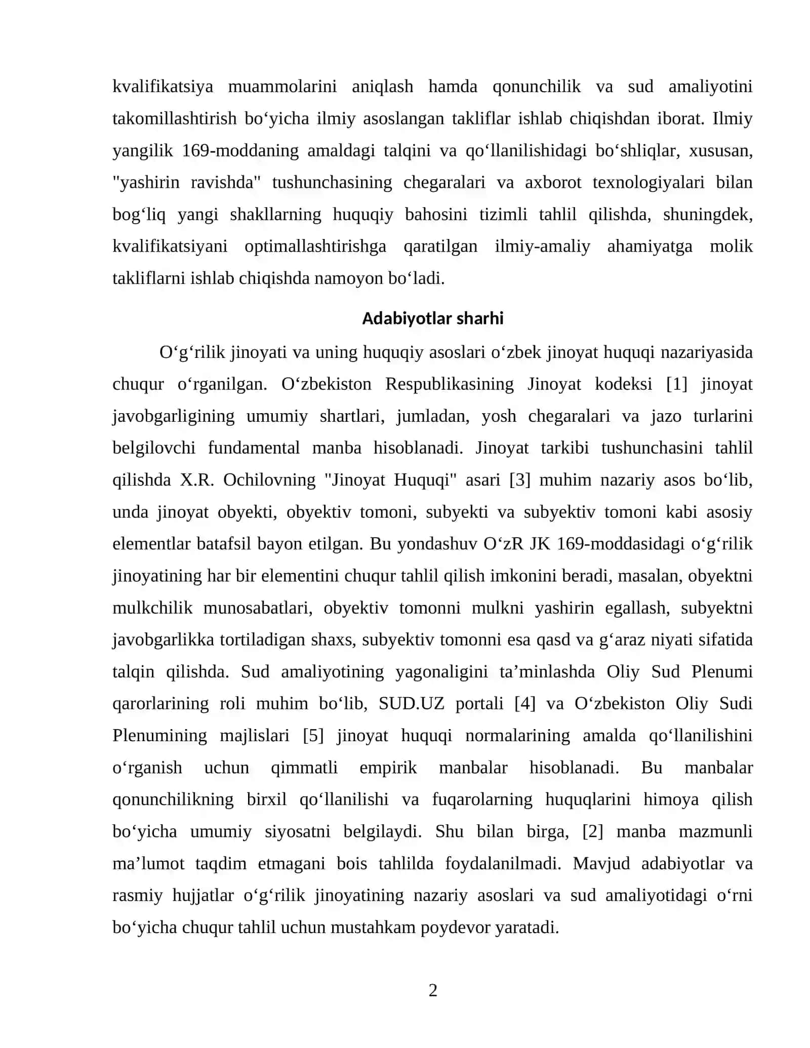 Jinoyat kodeksi 169 modda Og'rilik mavzusi maqola 2