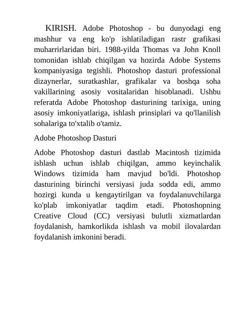 Adobe Photoshop Dasturi 2
