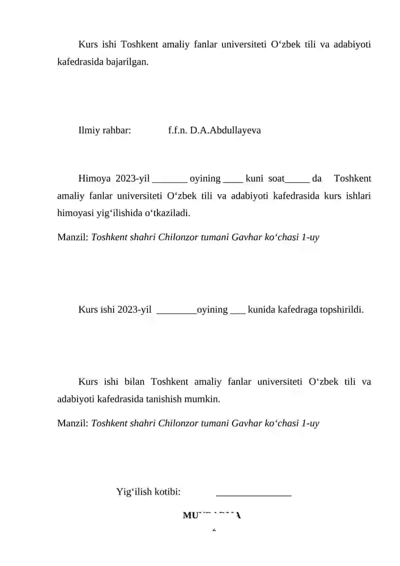 Morfologik kategoriyalar va ularning talim bosqichlari darsliklarida berilishi mavzusidagi K U R S I SH I 2