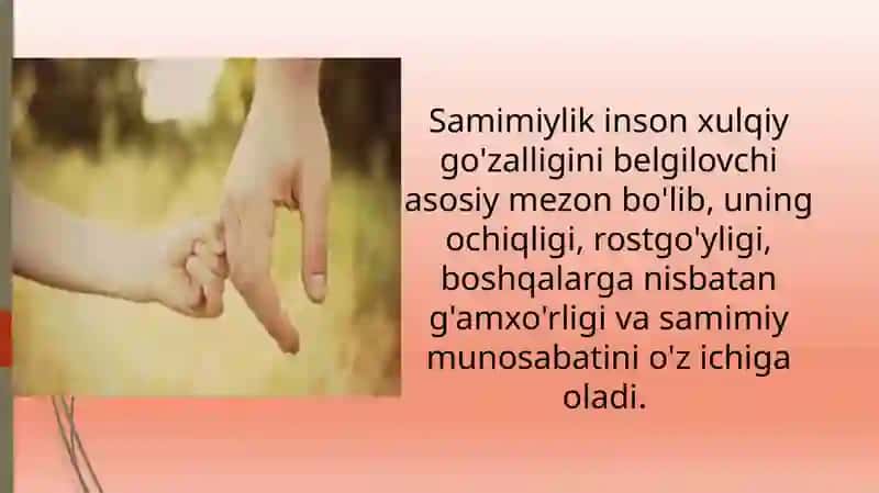 Samimiylik so'zlarida go'zallik belgilovchi asosiy mezon 2