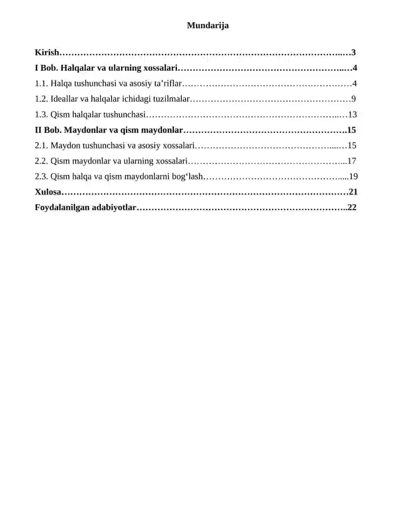 Qism halqalar va qism maydonlar 2