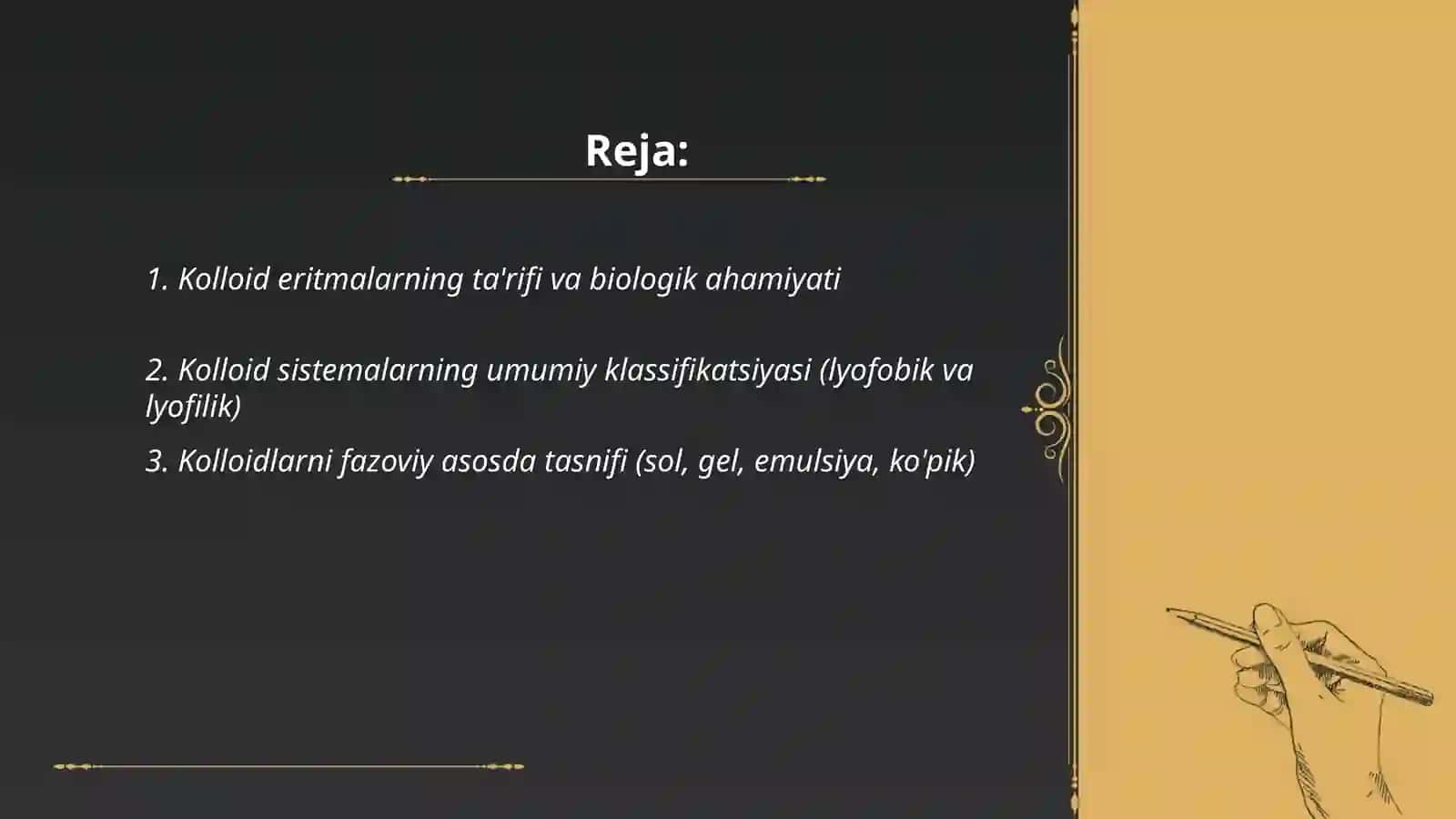 Kolloid eritmalar va ularning tuzilishi va tozalash usullari 2