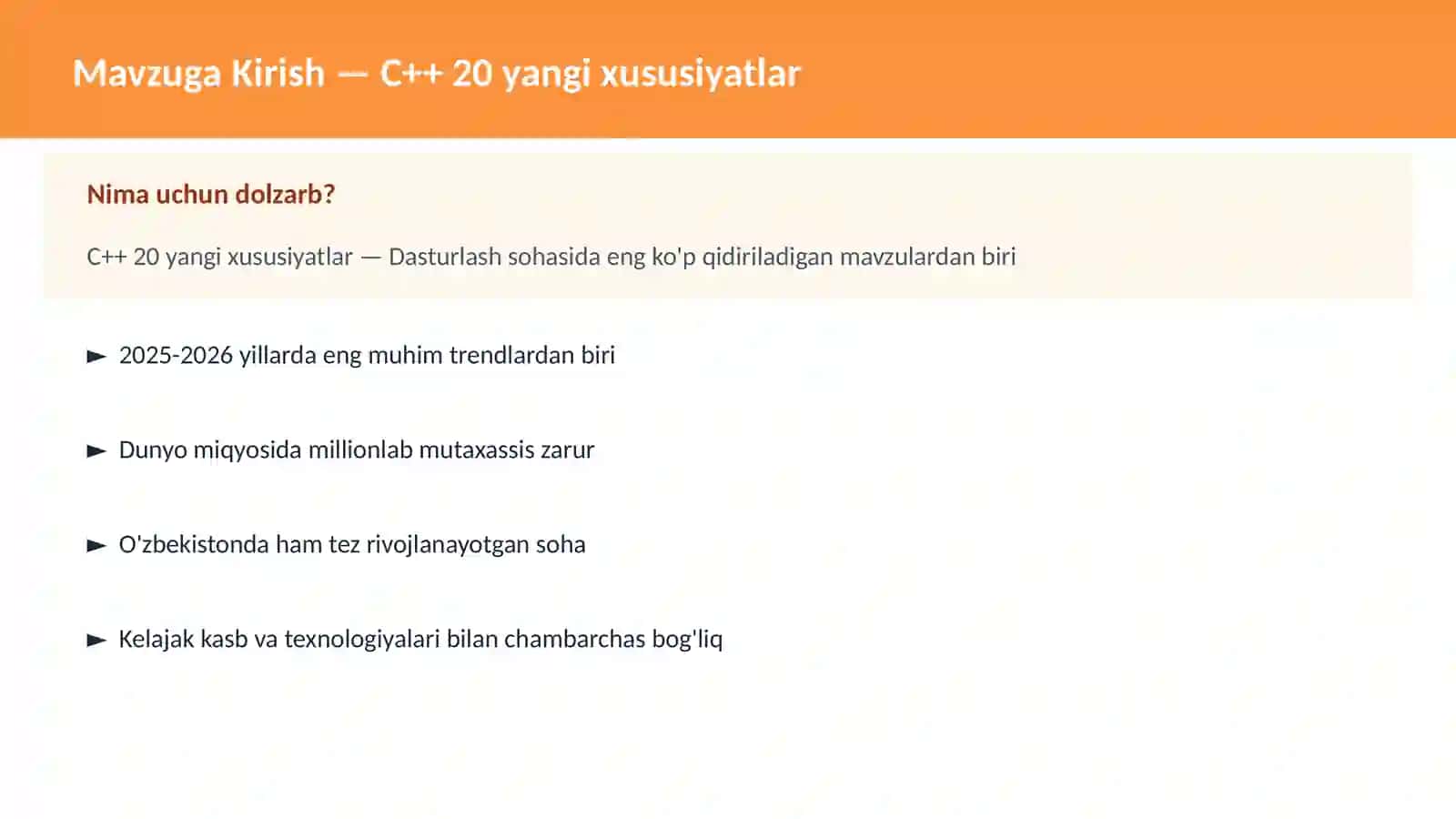 C++ VA TIZIM DASTURLASH 2