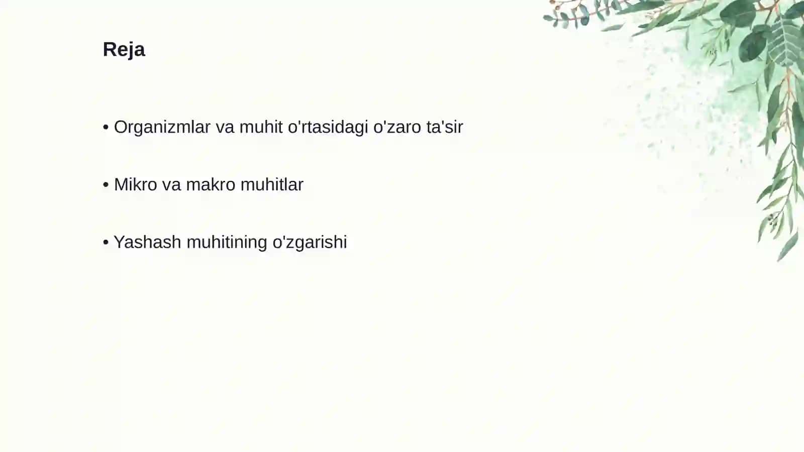 Organizmlar va ularning muhitga moslashuvi 2