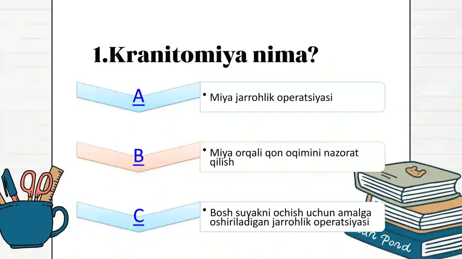 Neyroxirurgiyada qoʻlga kiritilgan yutuqlar Kraniotomiya va kranioplastika 2