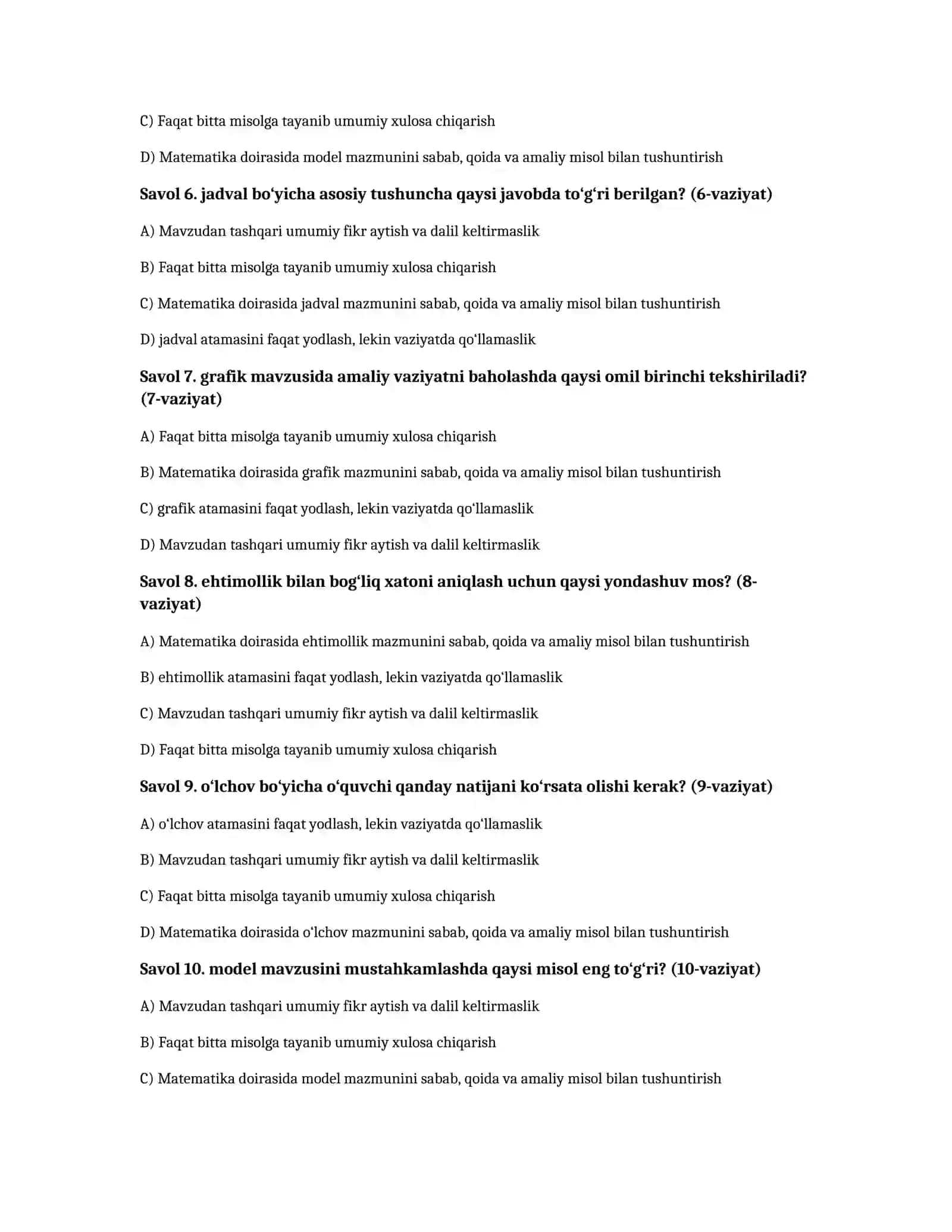 PISA matematik savodxonlik 2