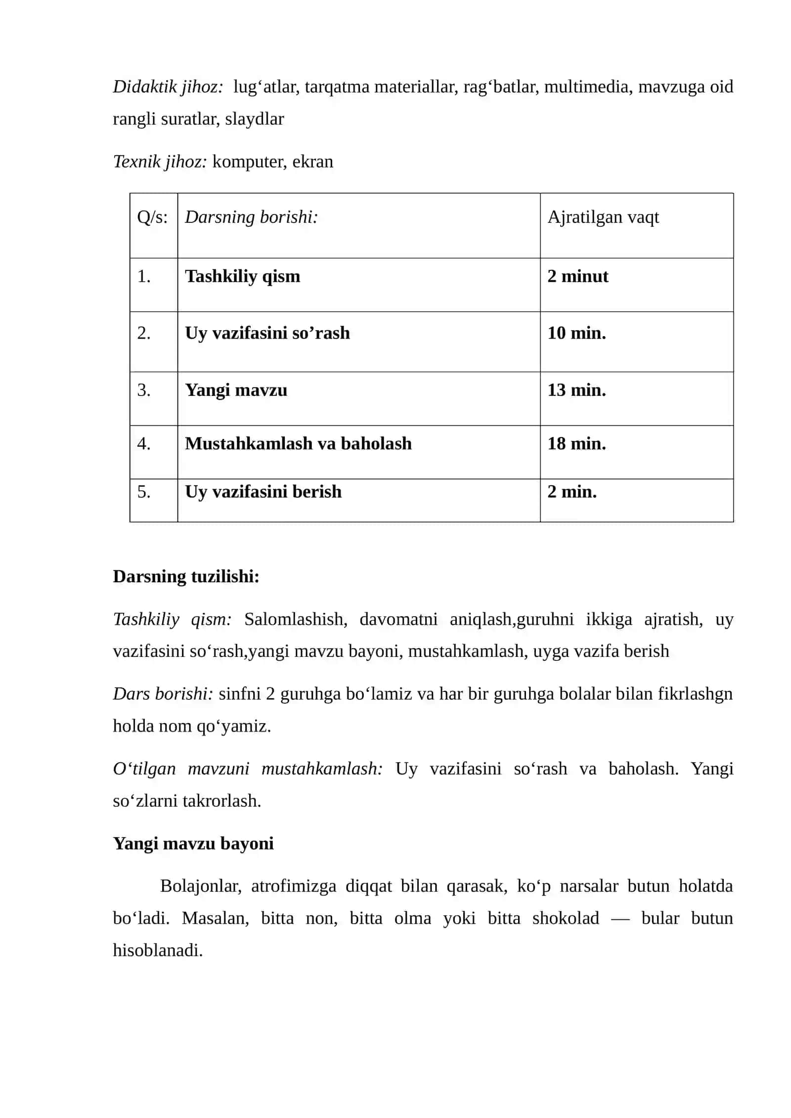 Ulush va qismlar 4-sinf matematika dars sihlanma 2