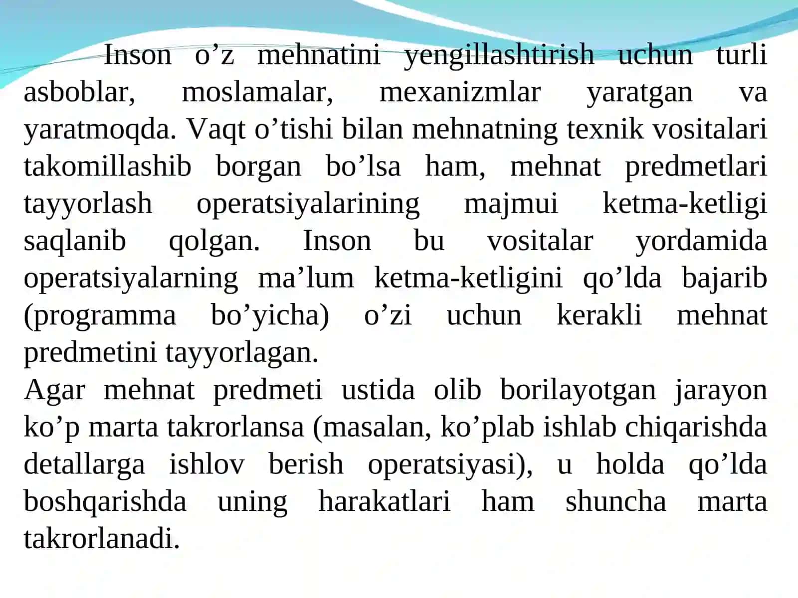 TEXNOLOGIK MASHINALAR SHAKLLARI VA MAHSULDORLIGI 2