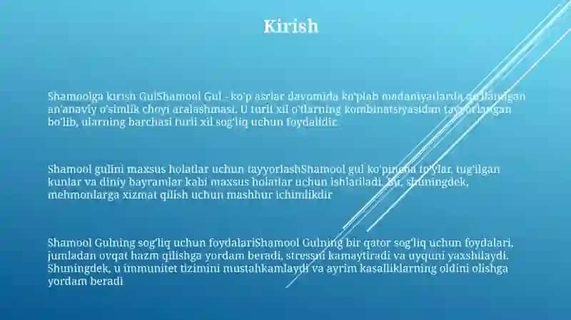 Shamool gulini Tuzish Va Undan Mazkur Vaziyatda Foydalanish 2