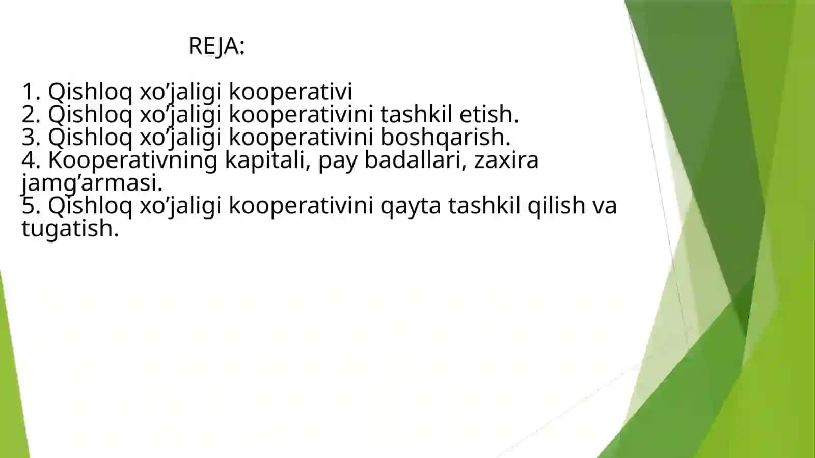 “QISHLOQ XO’JALIGI KOOPERATIVI TO’G’RISIDA’’GI QONUN 2