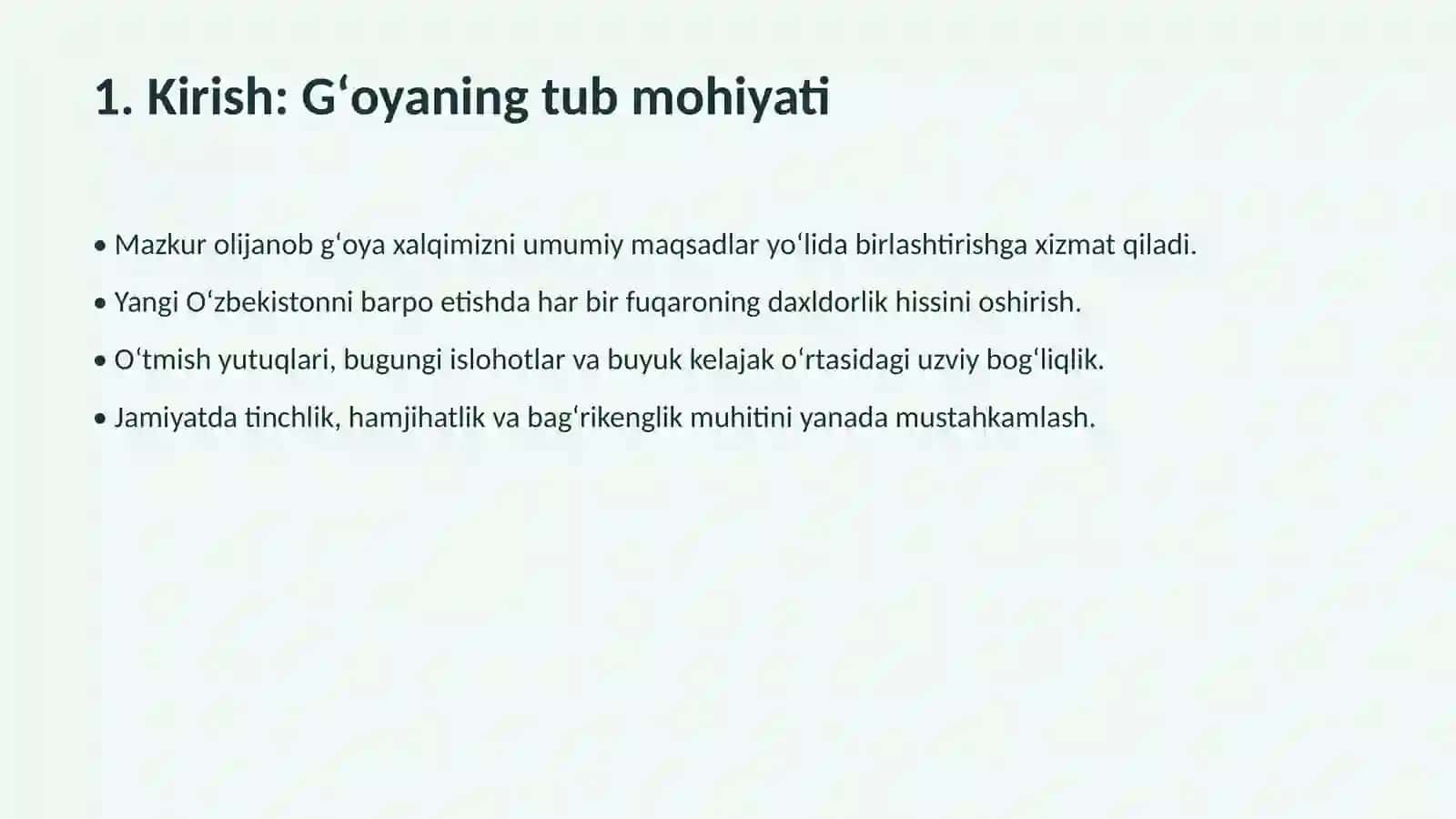 Yagona Vatan, yagona xalq boʻlib, yangi hayot va kelajak yaratamiz!” slayd 2