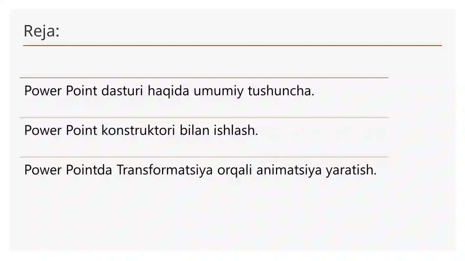 Power Point dasturi yordamida taqdimot yaratish 2