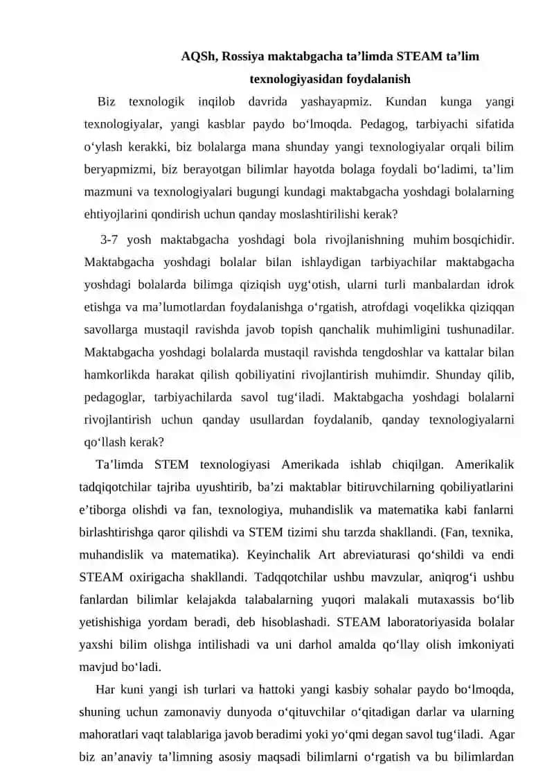 STEAM INTEGRATSIYALASHGAN TA’LIM TIZIMI 2