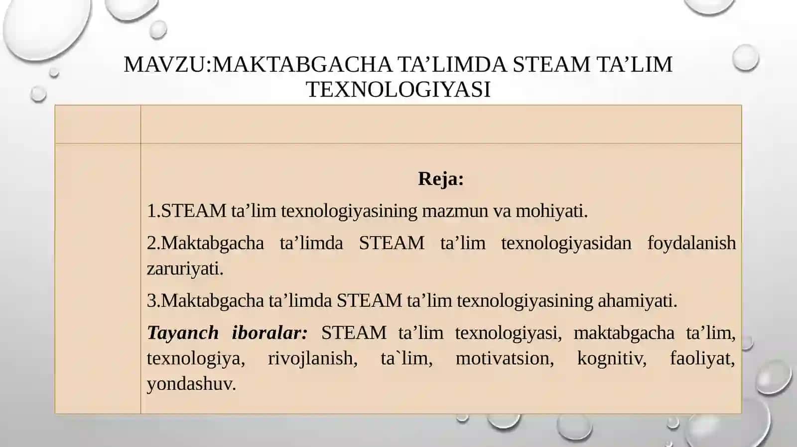 Maktabgacha ta’limda STEAM texnologiyasi fanidan 2