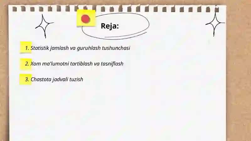 Statistik jamlash va guruhlash 2