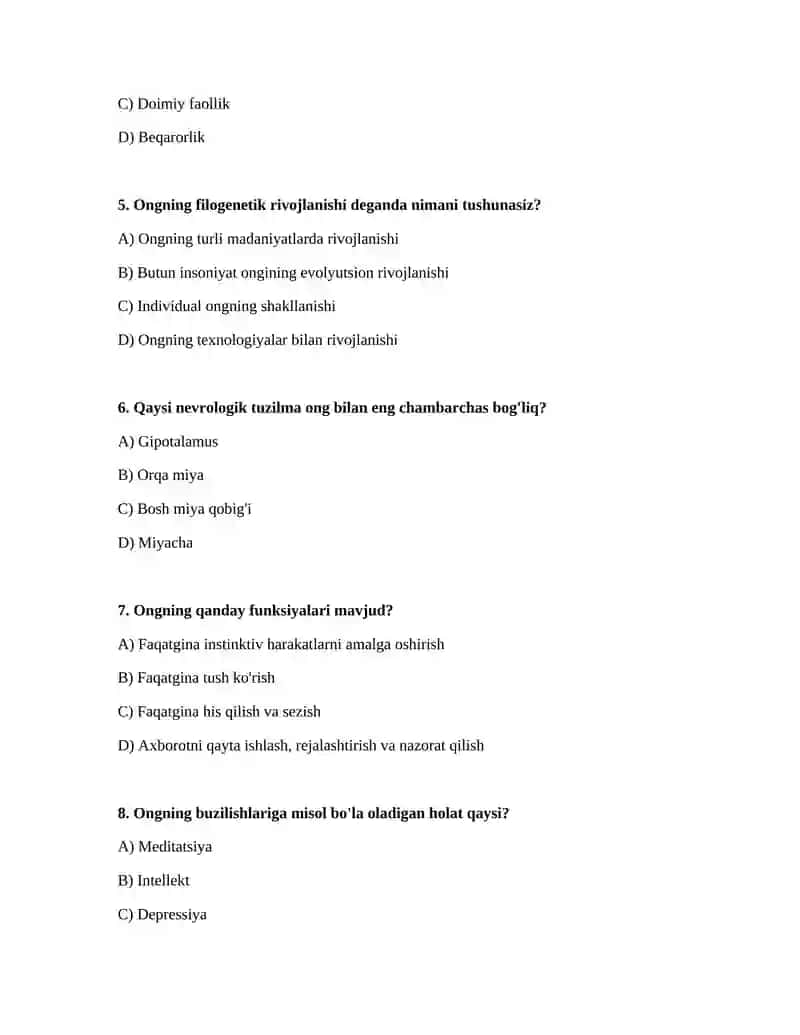 Ongning vujudga kelishi va rivojlanishi 2