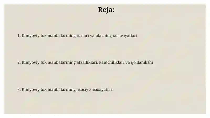 Kimyoviy tok manbalarining xususiyatlari 2