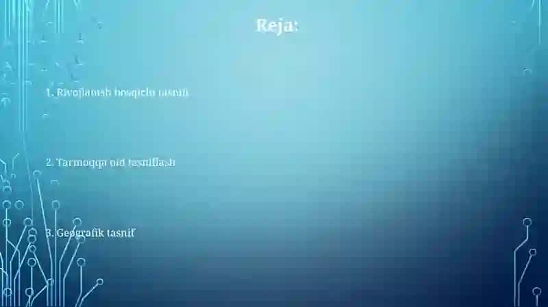 Rivojlanish markazlari tasnifi 2