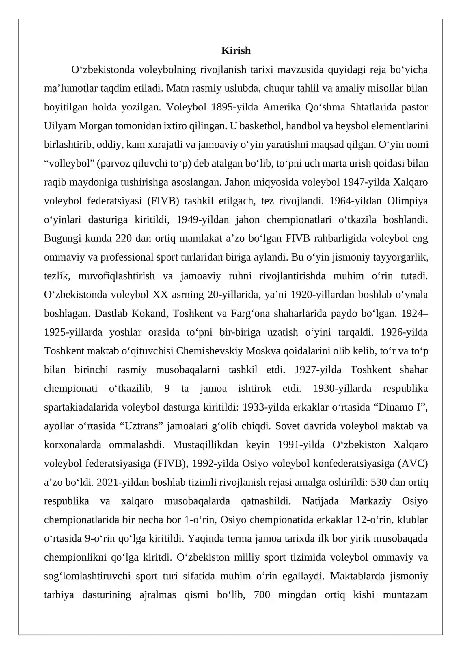 O‘zbekistonda voleybolning rivojlanish tarixi 2