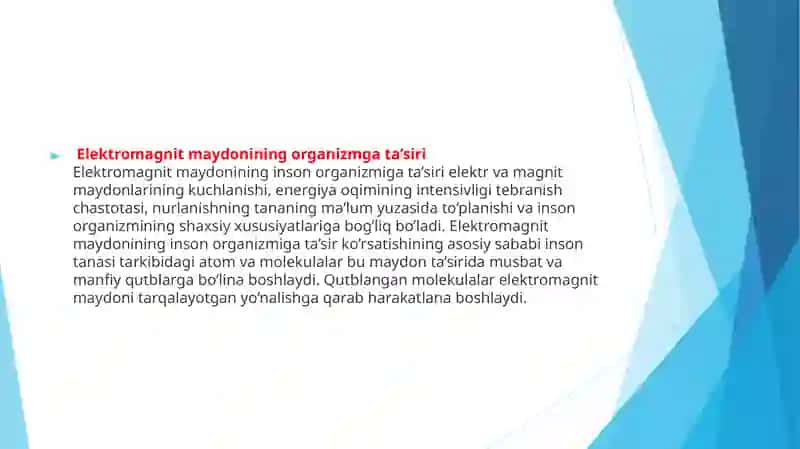 elektromagnit maydonining organizmga ta’siri 2
