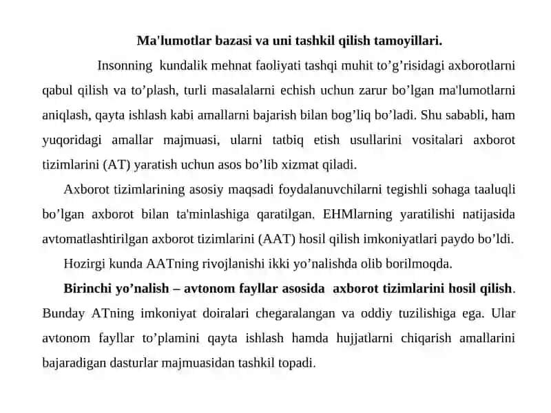 Ma'lumotlar bazasini boshqarish tizimlari 2