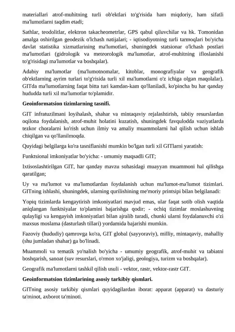 Geoinformatsion tizimlar 2