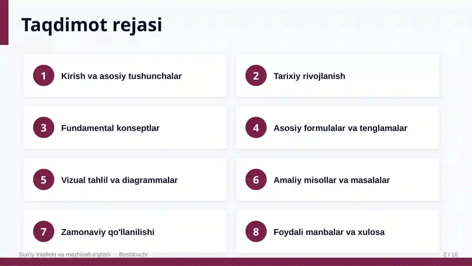 Sun'iy intellekt va mashinali o'qitish 2