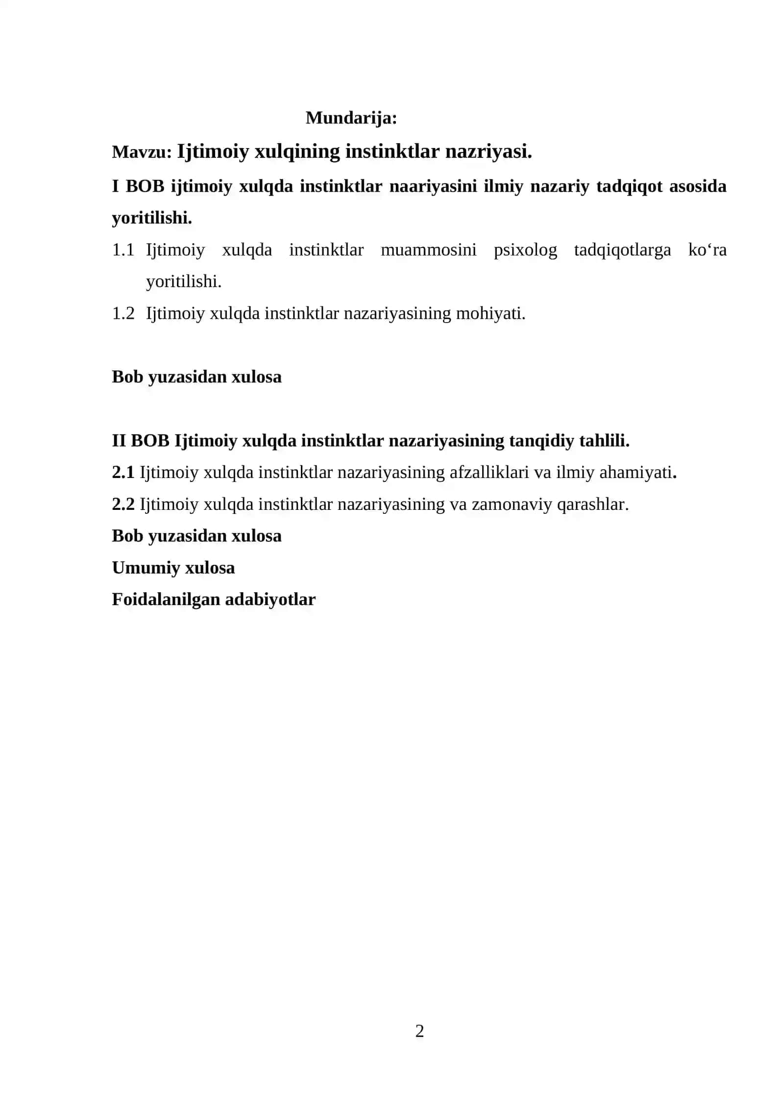 Ijtimoiy xulqining instinktlar nazriyasi 2