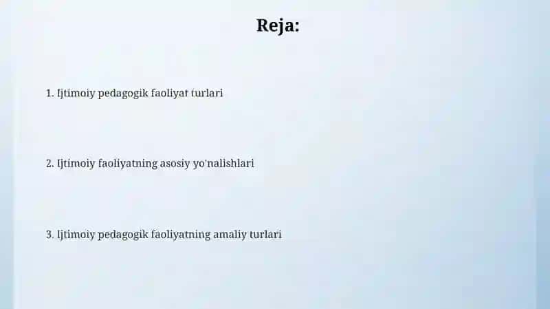 Ijtimoiy pedogogika faoliyat turlari 2