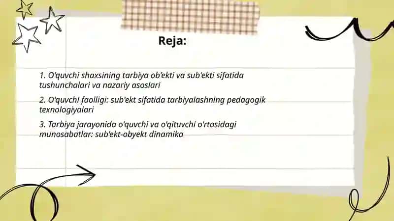 O'quvchi shaxsi tarbiyaning ob'ekti va sub'ekti sifatida 2