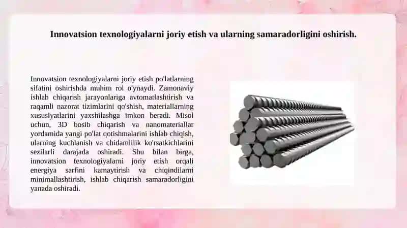 Po'latlarning sifatin yanada oshirish usullari. 2