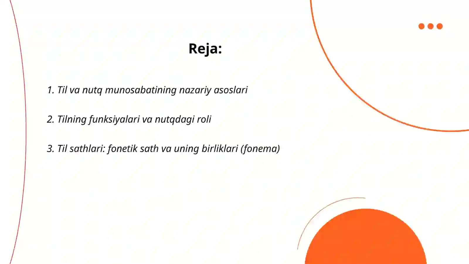 Til, lison va nutq munosabati. Til sathlari va birliklari 2