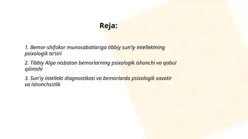 Tibbiy xizmatlarda sun'iy intellekt va uning psixologik aspektlari 2