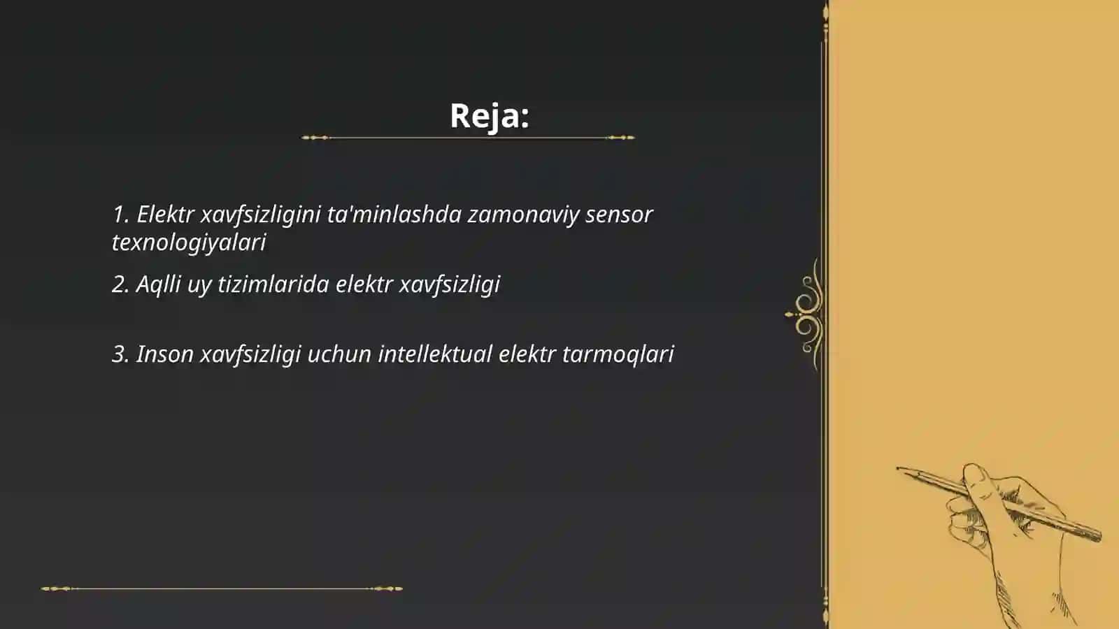ELEKTR XAVFSIZLIGINI TAMINLOVCHI ZAMONAVIY TEXNIKA TEXNOLOGIYALAR.URUSH DAVRIDA FUQARO MUHOFAZASI 2