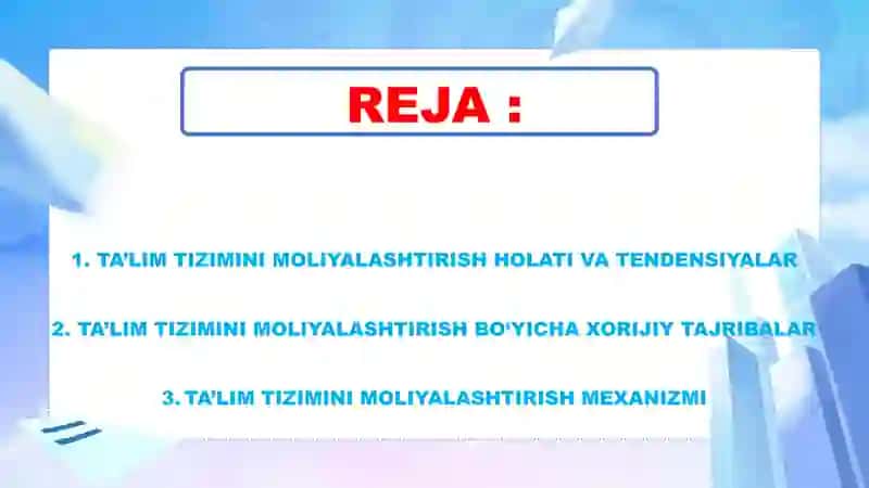 TURLI DARAJALARDA TA’LIMNI MOLIYALASHTIRISH HOLATI VA TENDENSIYALARI 2