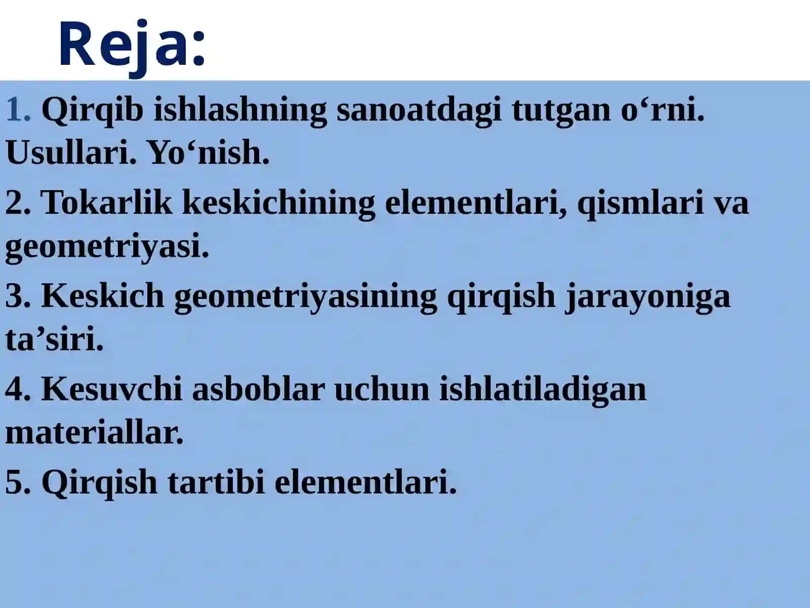 Metallarni qirqib ishlash asoslari 2