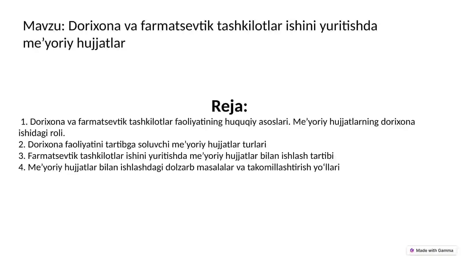 Dorixona va farmatsevtik tashkilotlar faoliyatining huquqiy asoslari 2