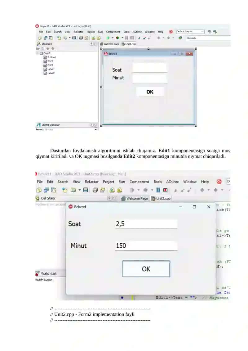 “Soatni”ni “minut”da ifodalash konvertor dasturi 2