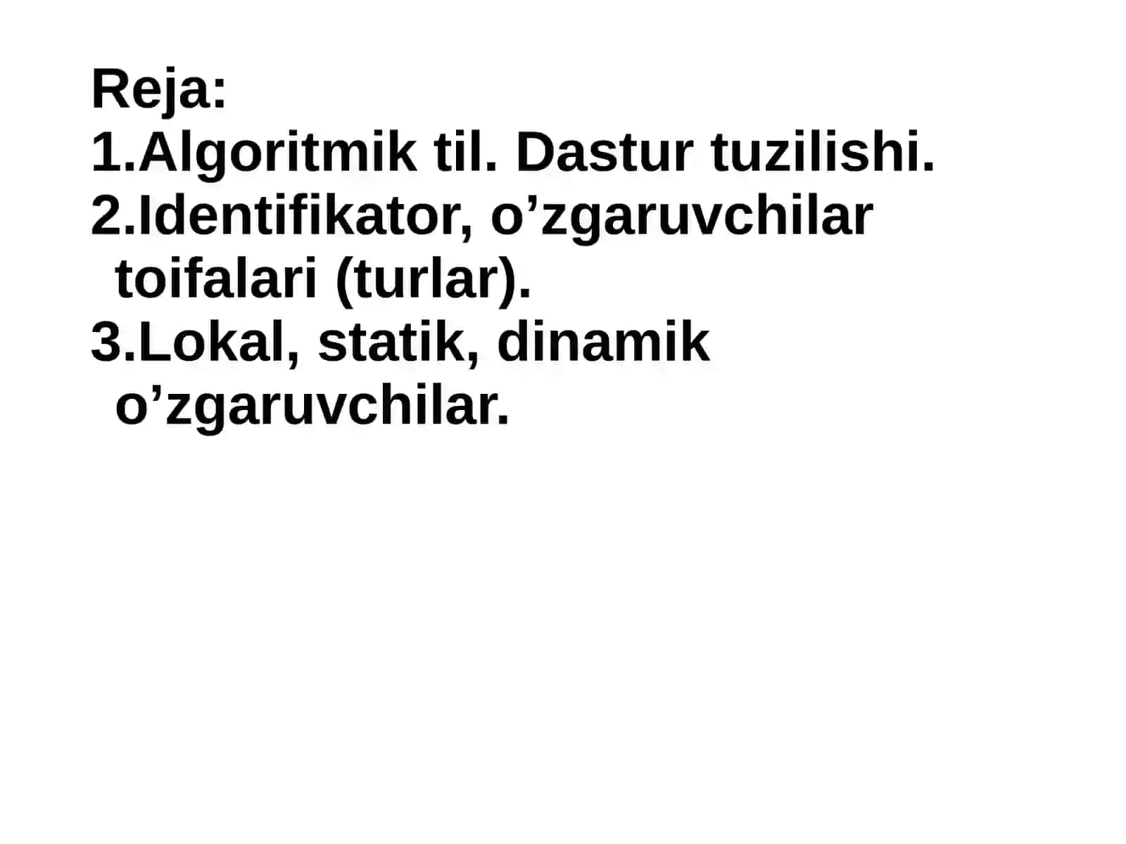 Algoritmik tilning umumiy tushunchalari 2