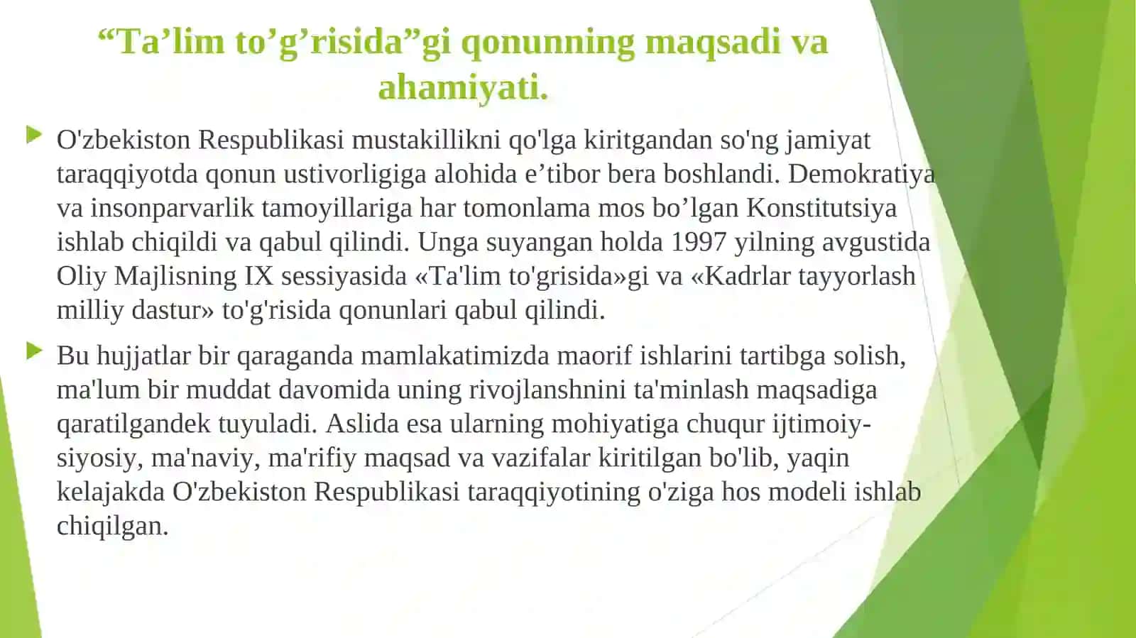 Maktabgacha ta’lim,umumiy o’rta  ta’limi,o’rta maxsus professional ta’lim tendensiyalari 2