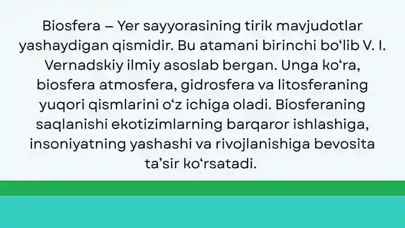 BIOSFERA VA UNING MUAMMOLARI 2