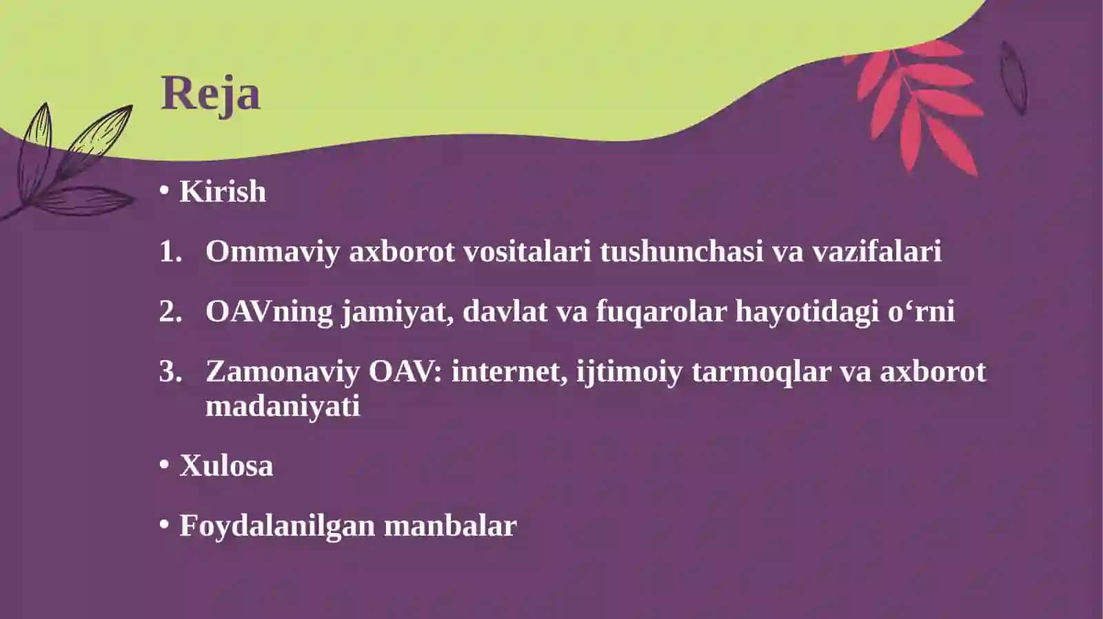 Jamiyat hayotida ommaviy axborot vositalarining o‘rni. 2
