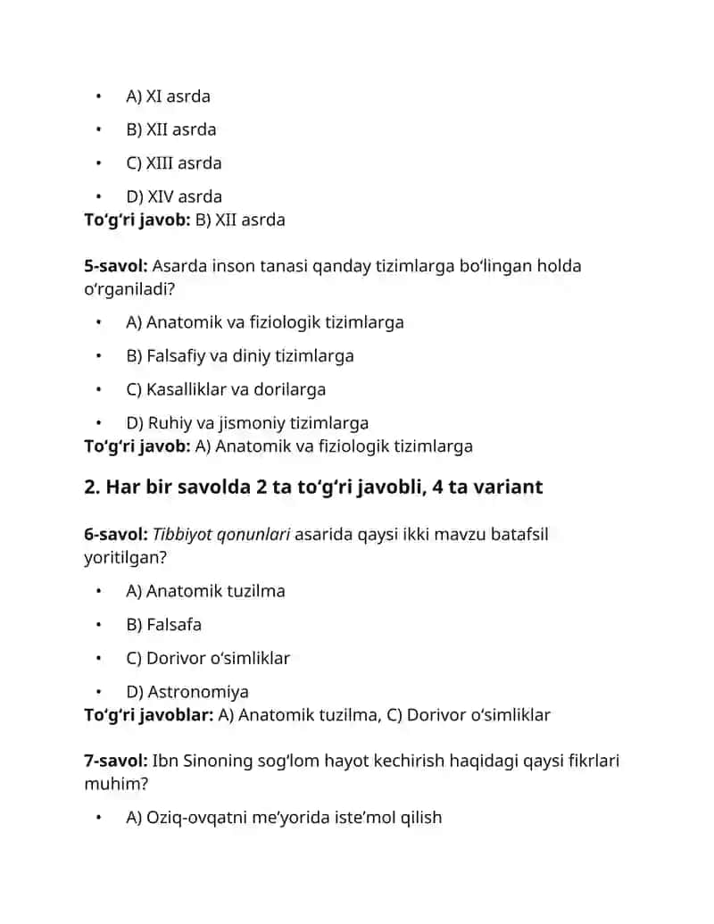 Ibn Sinoning Tibbiyot qonunlari asari. 2