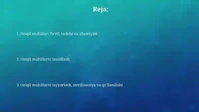Oziqli muhitlar 2